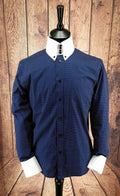 "Lucian" Navy & White Polka Dot Shirt