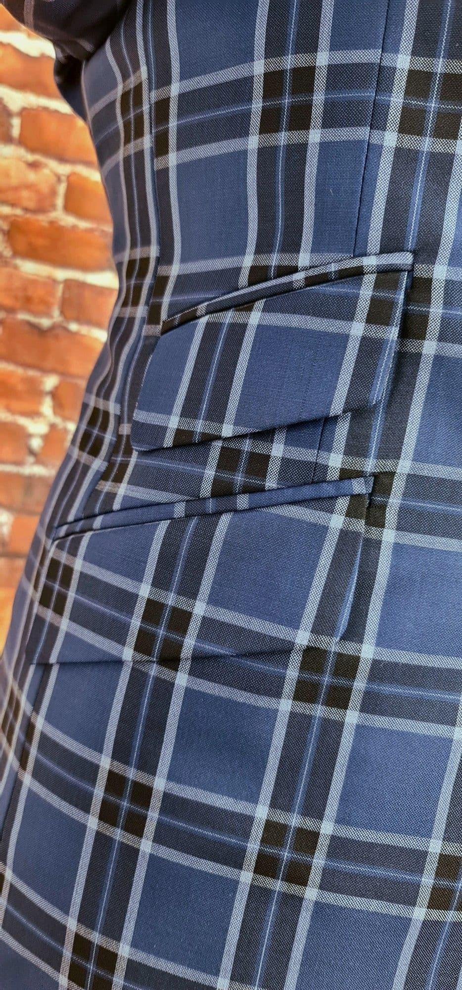 "Luiciano" Indigo & Navy Window Check Jacket