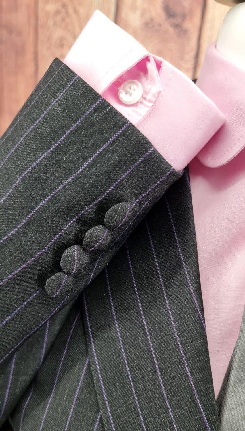 "Lynne" Charcoal & Lilac Double Breasted Suit