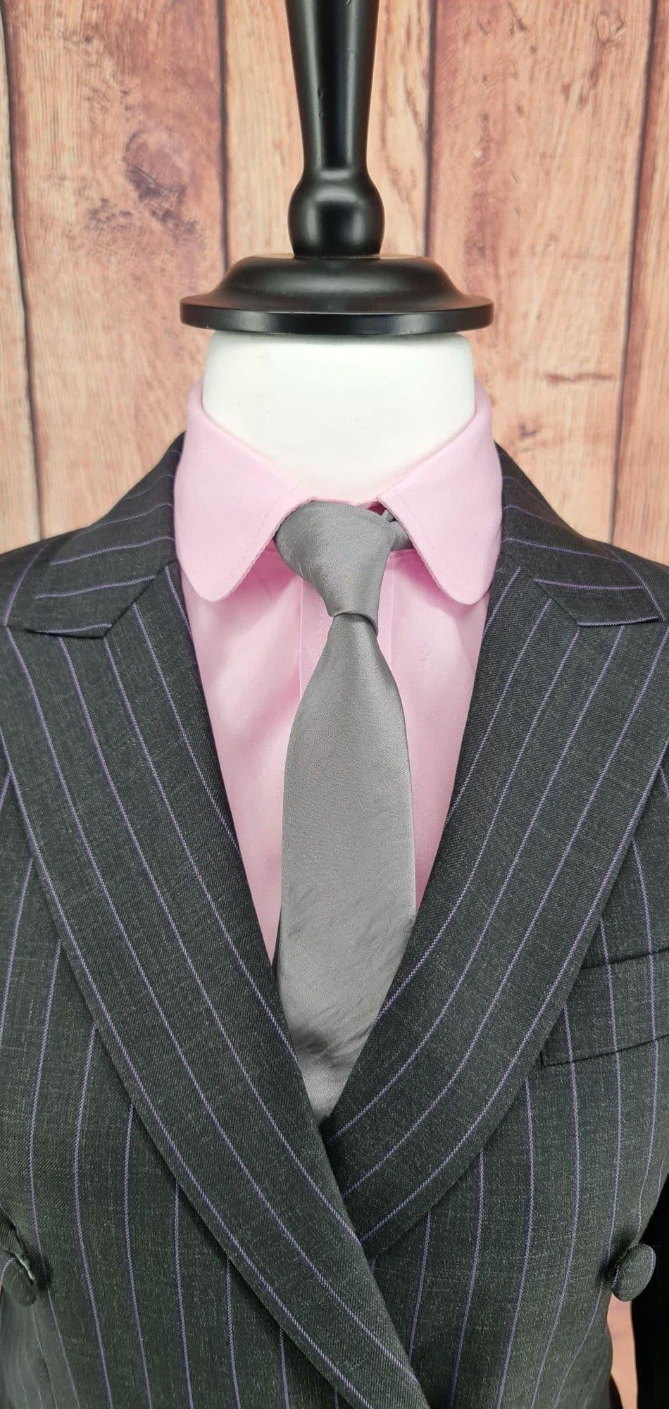 "Lynne" Charcoal & Lilac Double Breasted Suit
