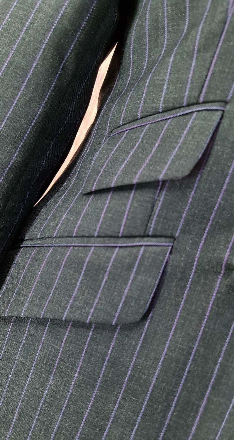"Lynne" Charcoal & Lilac Double Breasted Suit