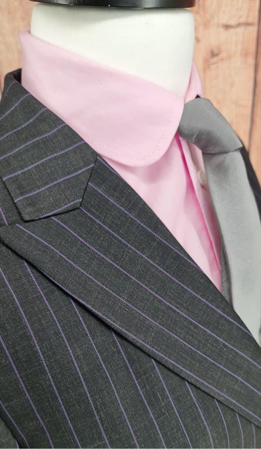 "Lynne" Charcoal & Lilac Double Breasted Suit