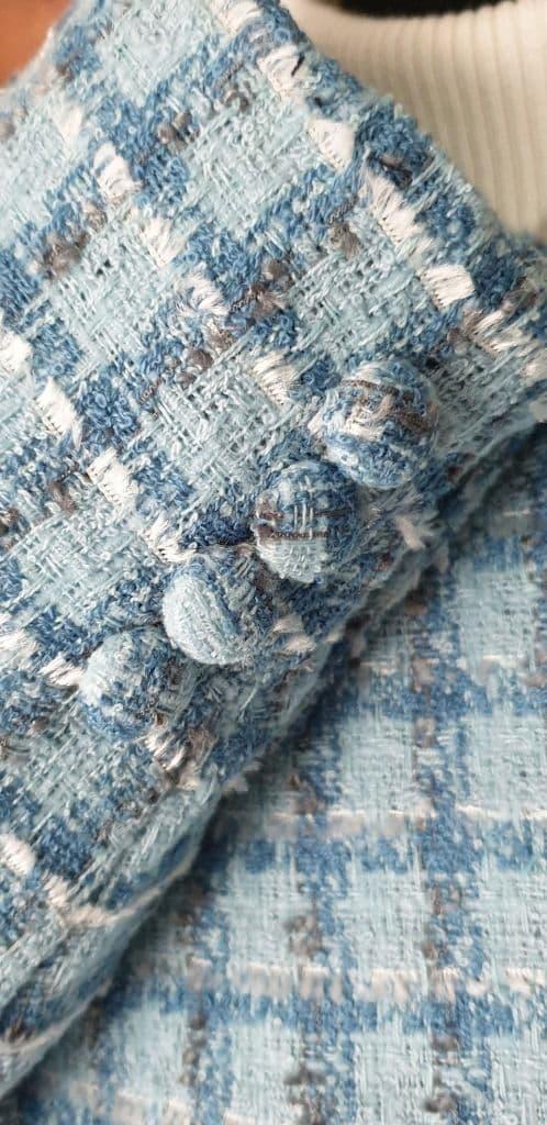 "Mary" Blue & White Check 5 Button Suit