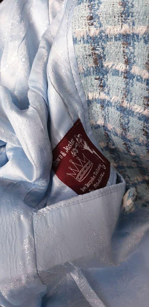 "Mary" Blue & White Check 5 Button Suit