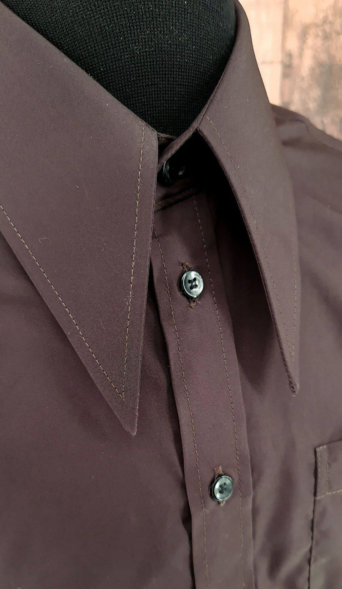 "Mason"  Luxury 2Ply Chocolate Cotton Spearpoint Collar Shirt