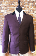 "Matt" Deep Red & Black Check 3 Button Suit With Velvet Collar