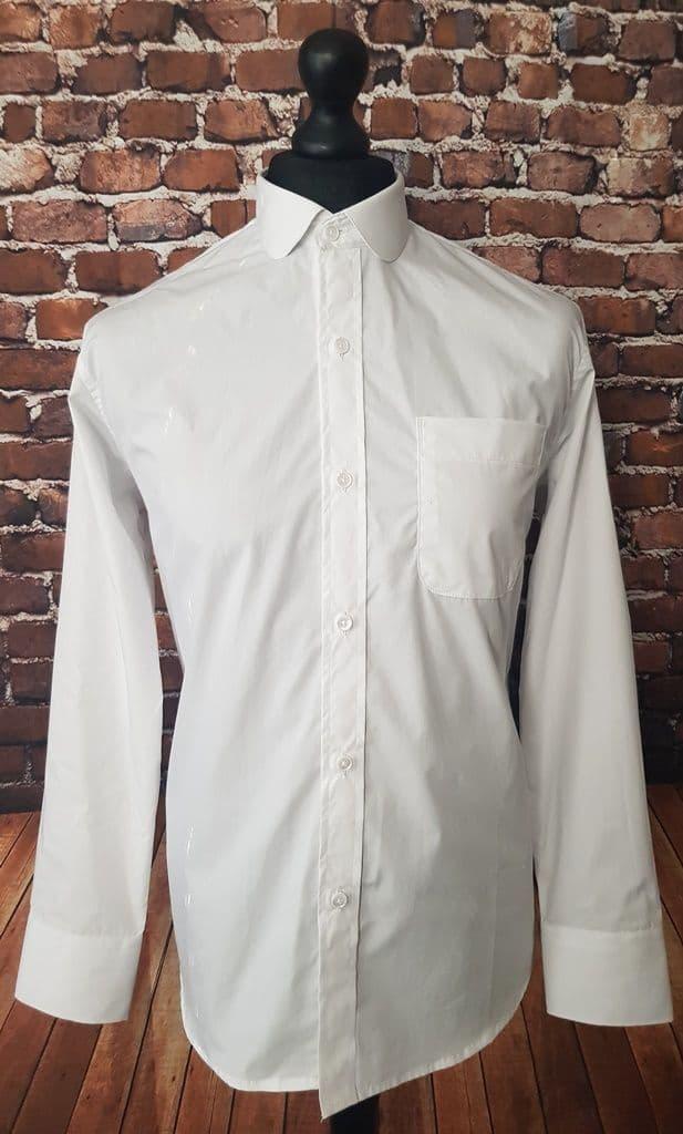 "Nathan" White Long Sleeve Penny Collar Shirt