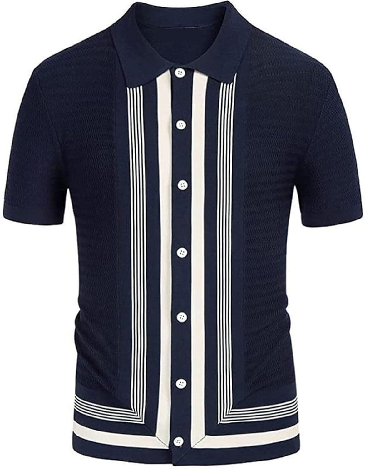 Navy & White Stripe Button Through Knitwear