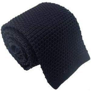 Navy Knitted Tie Narrow Slim Woven
