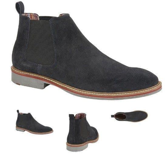 Navy Real Suede Gusset Boot Textile Lining Suede Sock TPR Sole