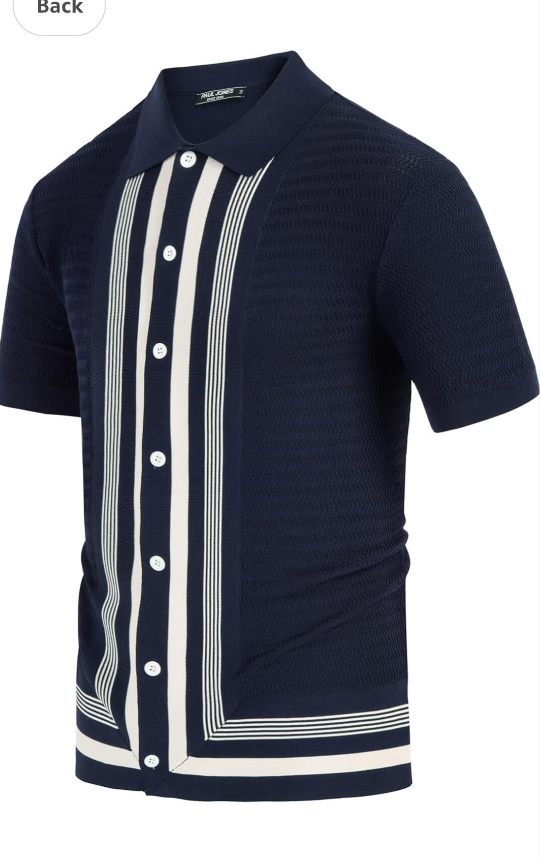 Navy & White Stripe Button Through Knitwear