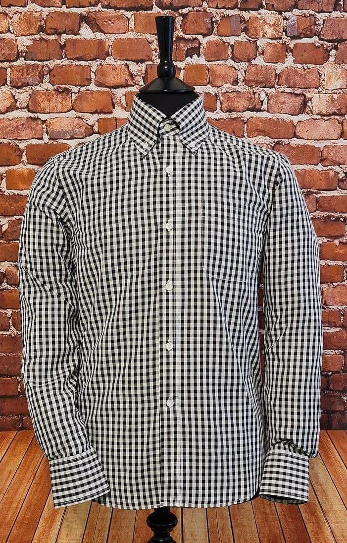 "Neville"  Black & White Gingham Check Shirt