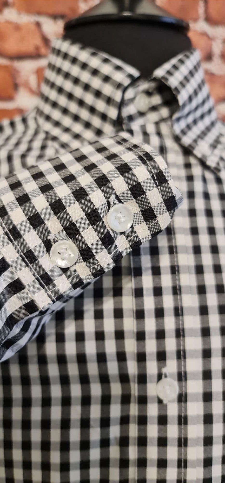 "Neville"  Black & White Gingham Check Shirt