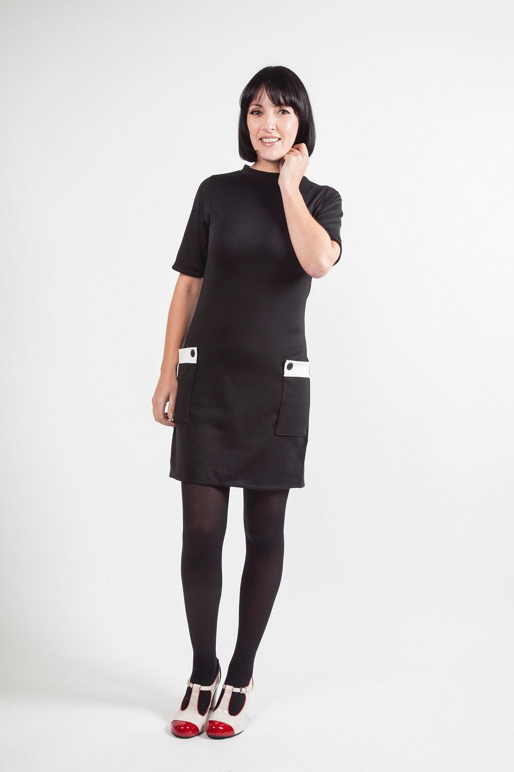 Nina - Black & White Mod Dress