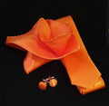 Orange Tie, Cufflink & Pocket Square Set
