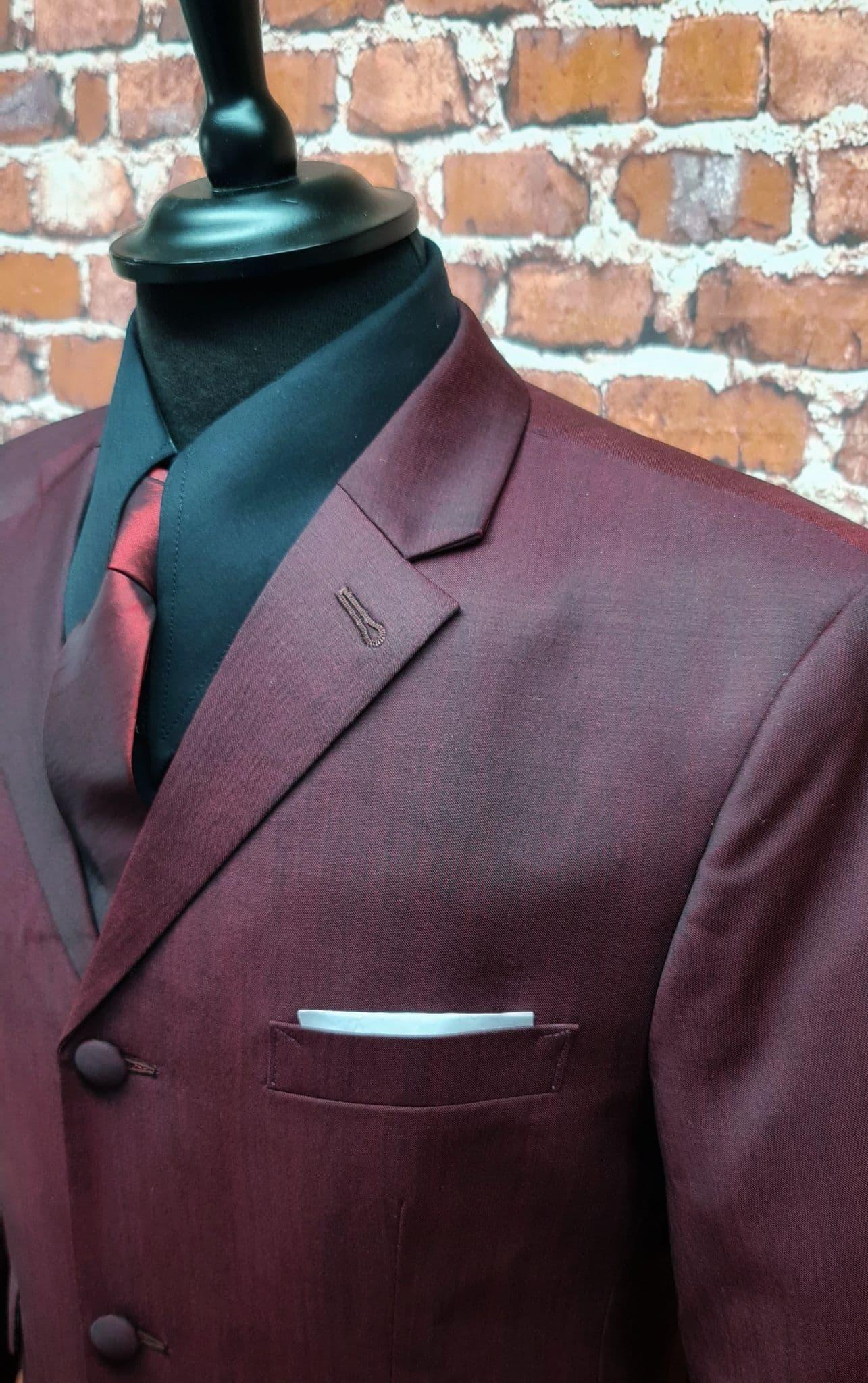 "Page" Burgundy Black Mohair/Silk Two Tone Suit
