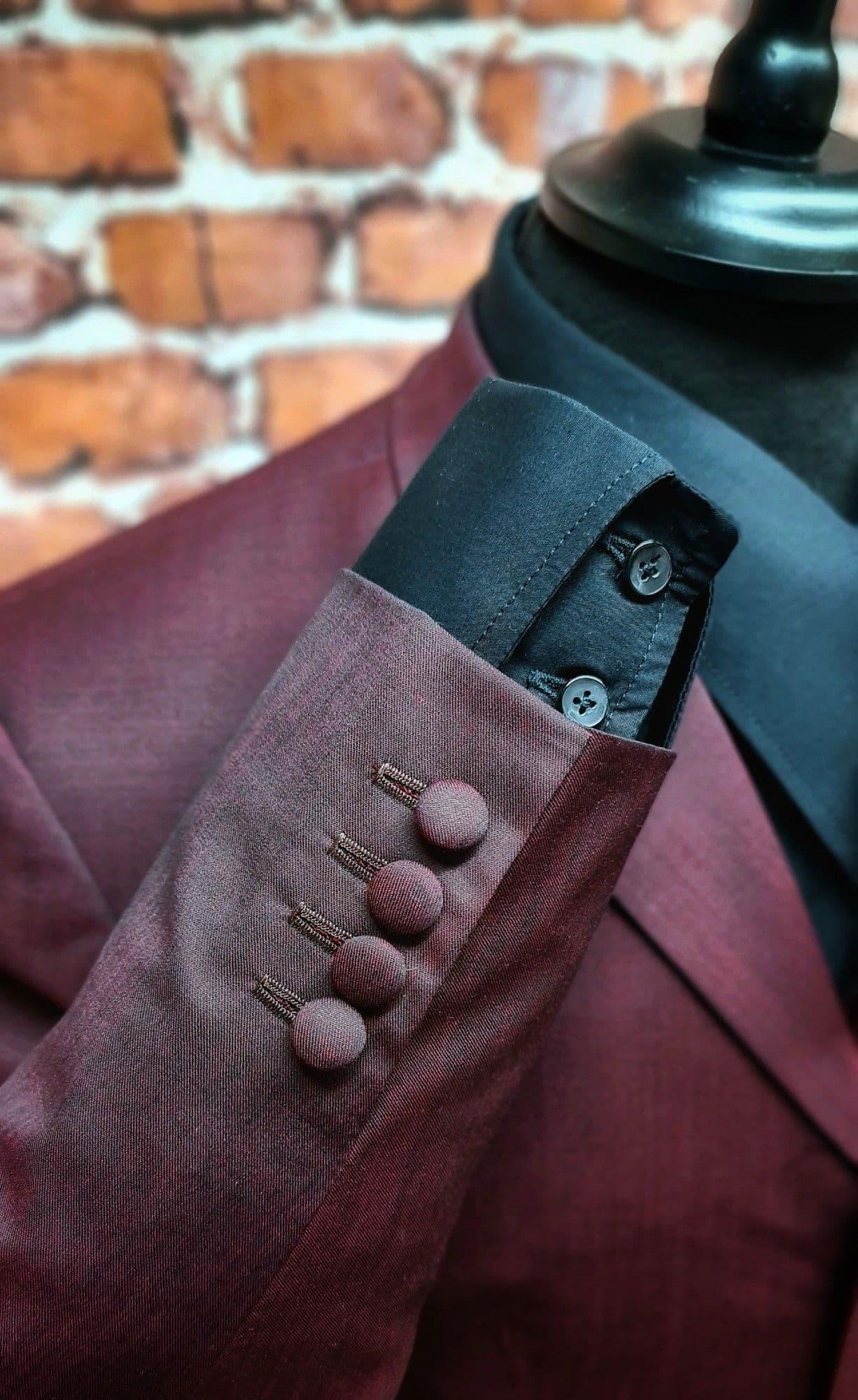 "Page" Burgundy Black Mohair/Silk Two Tone Suit