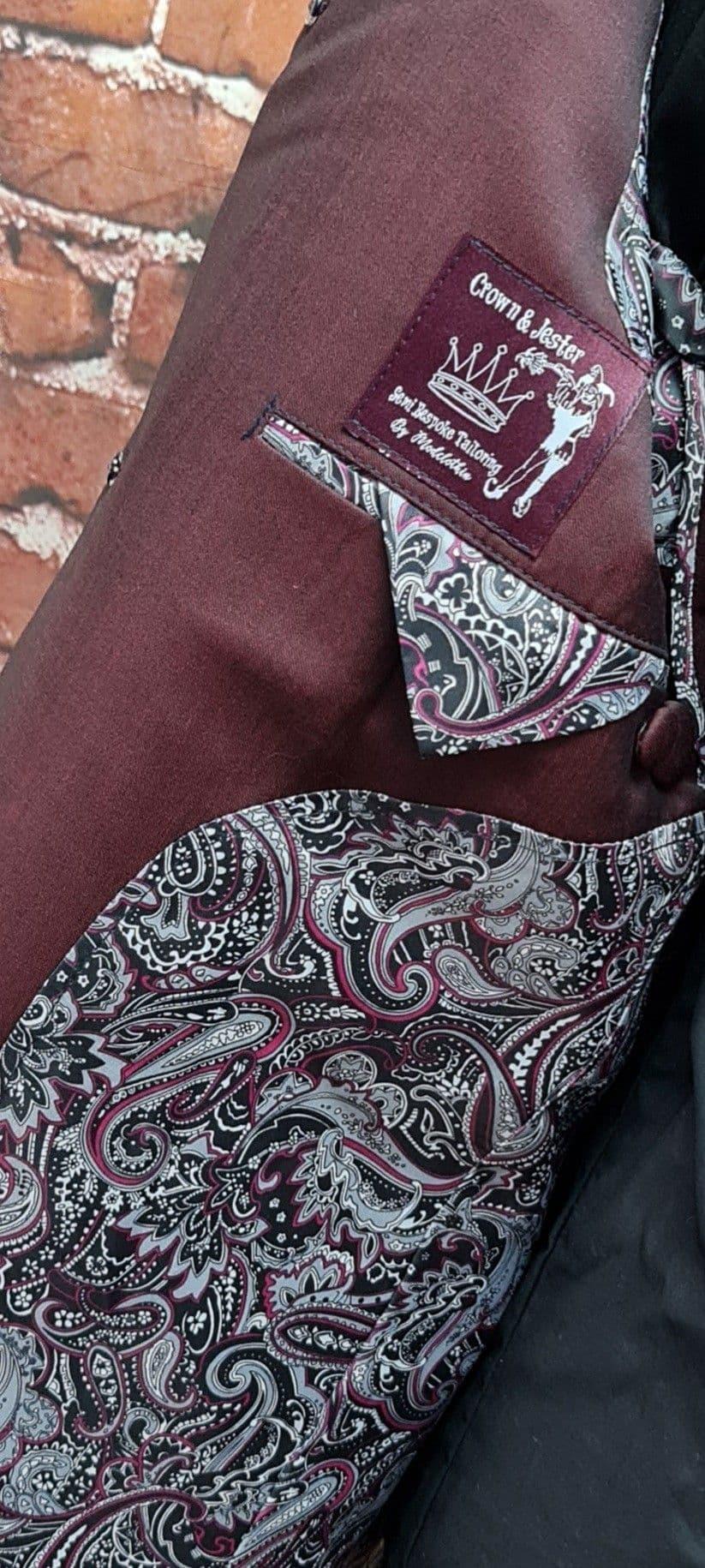 "Page" Burgundy Black Mohair/Silk Two Tone Suit