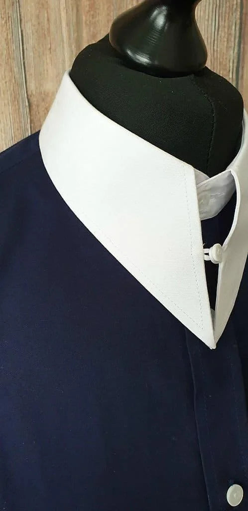 "Parker" Navy & White Spearpoint Collar Shirt