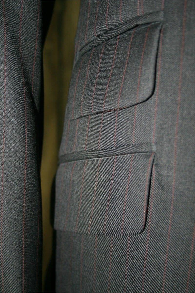 "Parsons" Charcoal Faint Red Pinstripe 3 Button Suit