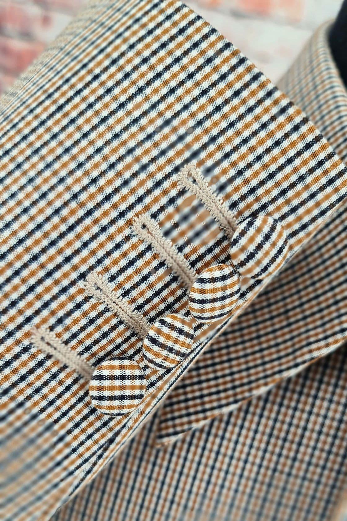 Pearce -  Navy & Mustard  Check Overcoat
