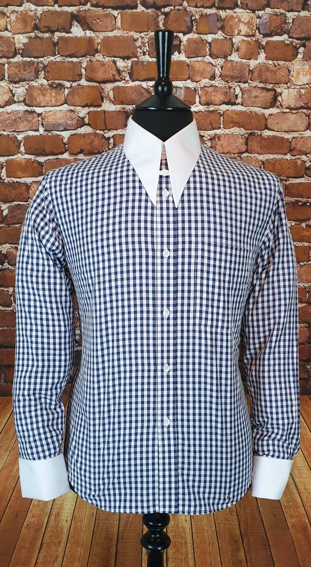 "Penrith" Gingham White Spear Point Collar & Cuff Shirt