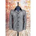 Benny - Grey Leather Jacket With Black Velvet-Style Collar