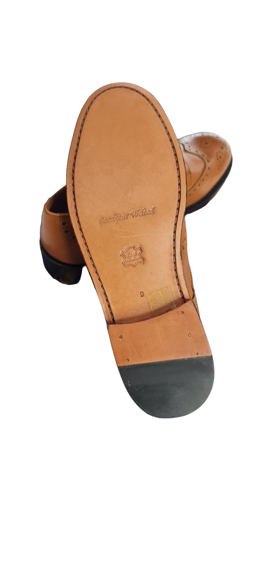 Lucini Mens Tan Full Leather Brouges