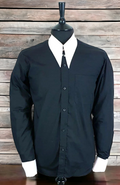 "Spencer" Black & White Spear Point & Tab Shirt