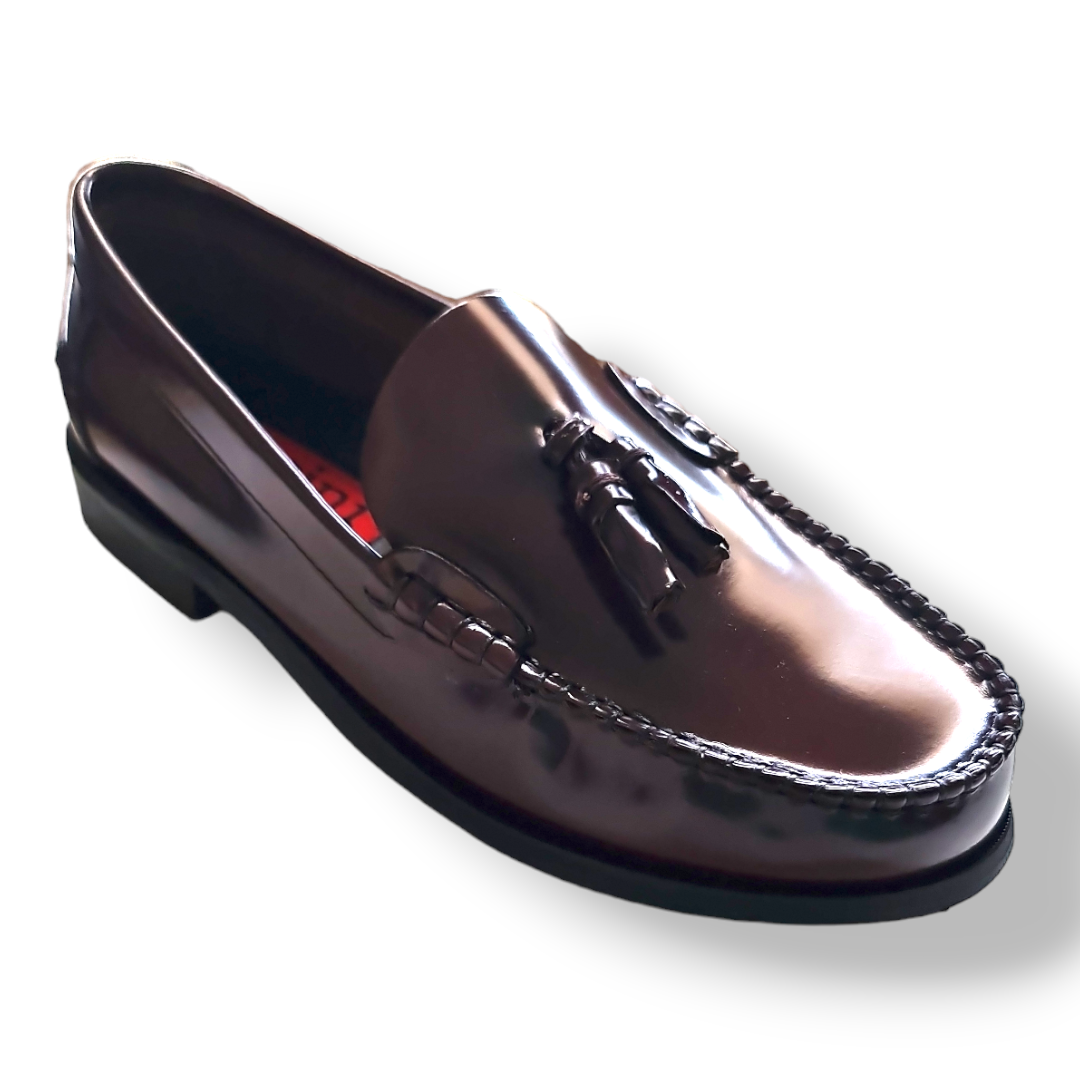 Lucini Full Leather Burgundy Tassel Loafers.