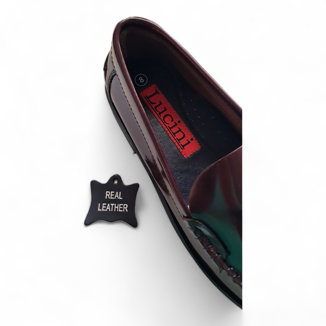 Lucini Full Leather Burgundy Tassel Loafers.