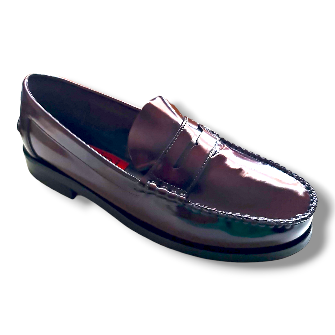 Lucini Full Leather Burgundy Penny Loafers.