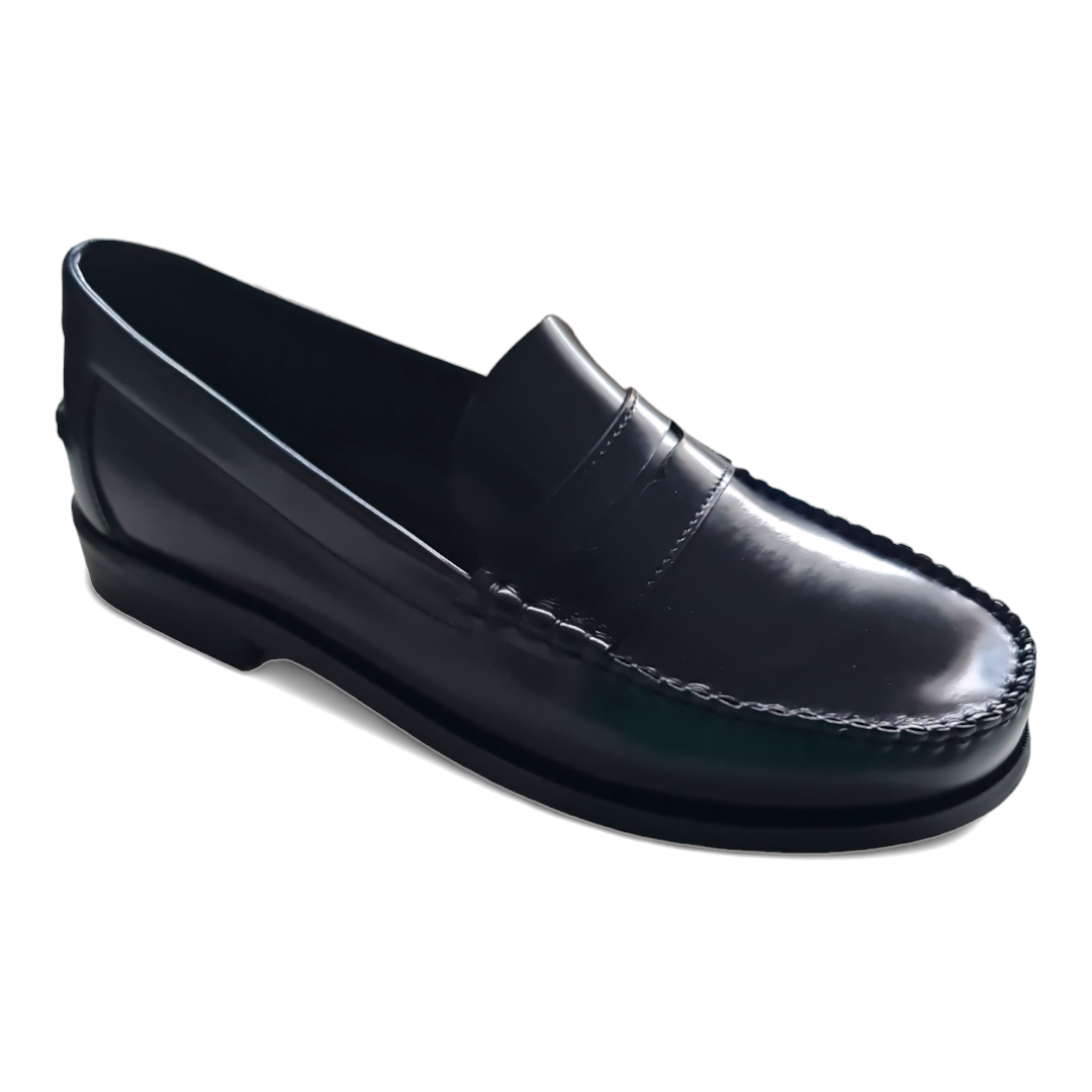 Lucini Full Leather Black Penny Loafers.