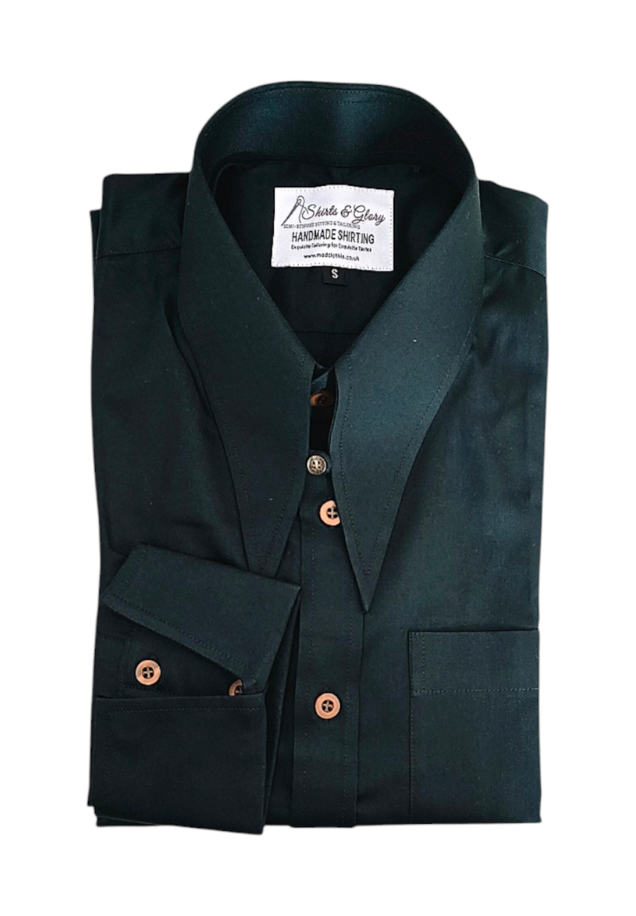 Garda - Spear Point Collar Bottle Green Shirt