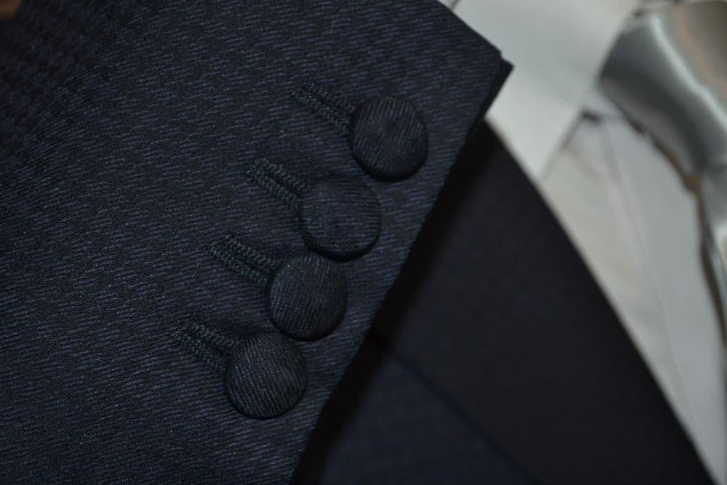 "Price" Navy & Black Puppy Tooth With Velvet Collar Suit