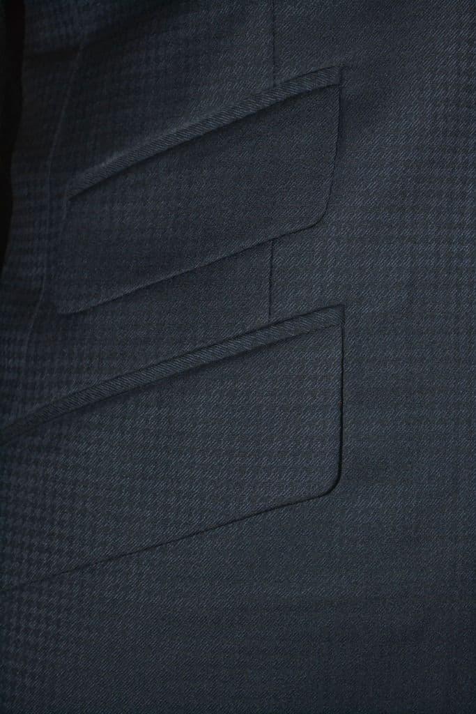 "Price" Navy & Black Puppy Tooth With Velvet Collar Suit