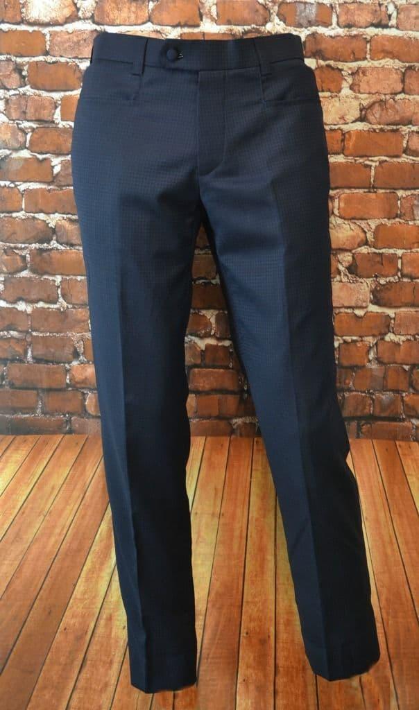 "Price" Navy & Black Puppy Tooth With Velvet Collar Suit