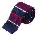 Purple & Blue Multi Check Striped Knitted Tie
