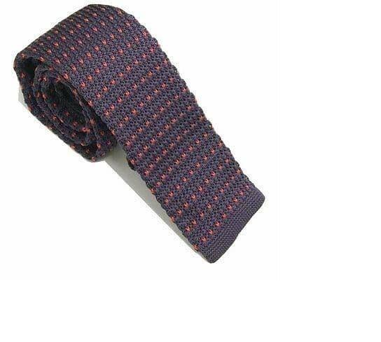 Purple With Pink Flick Knitted Tie Narrow