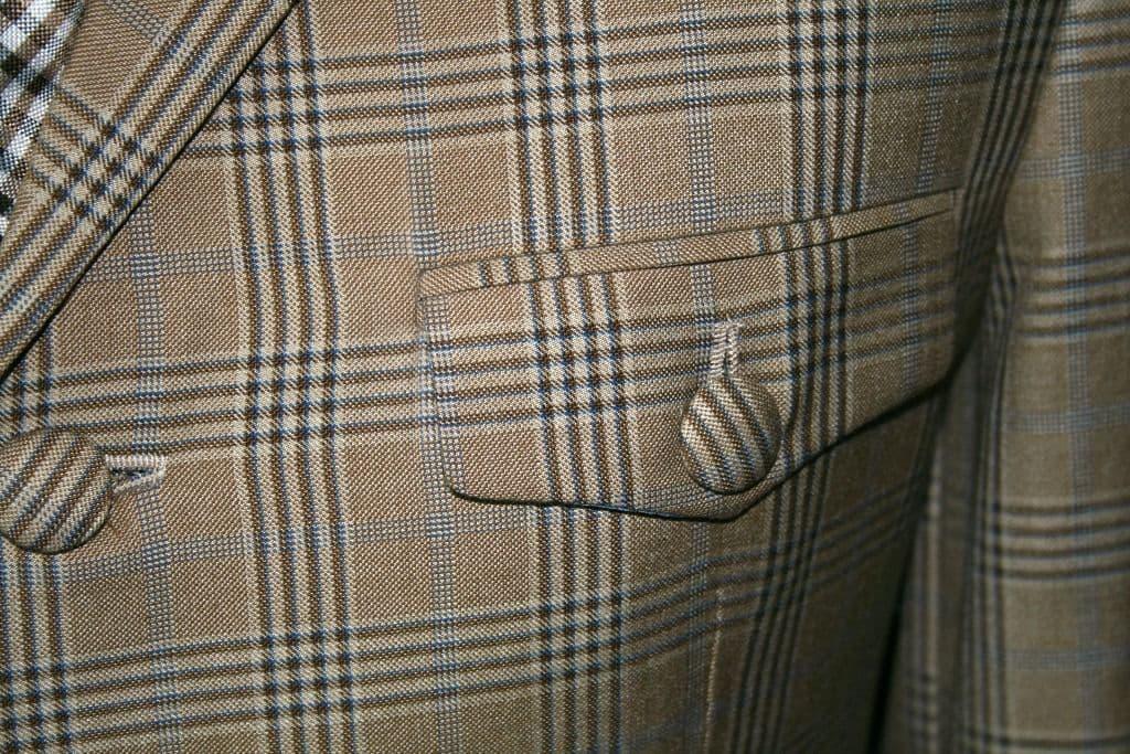 "Ralph" Beige Pow Check Jacket With Brown Velvet Collar