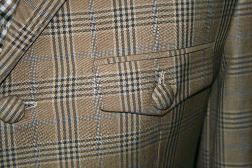 "Ralph" Beige Pow Check Jacket With Brown Velvet Collar