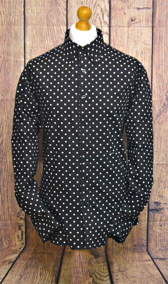 "Ray" Large Black & White Polka Dot Shirt