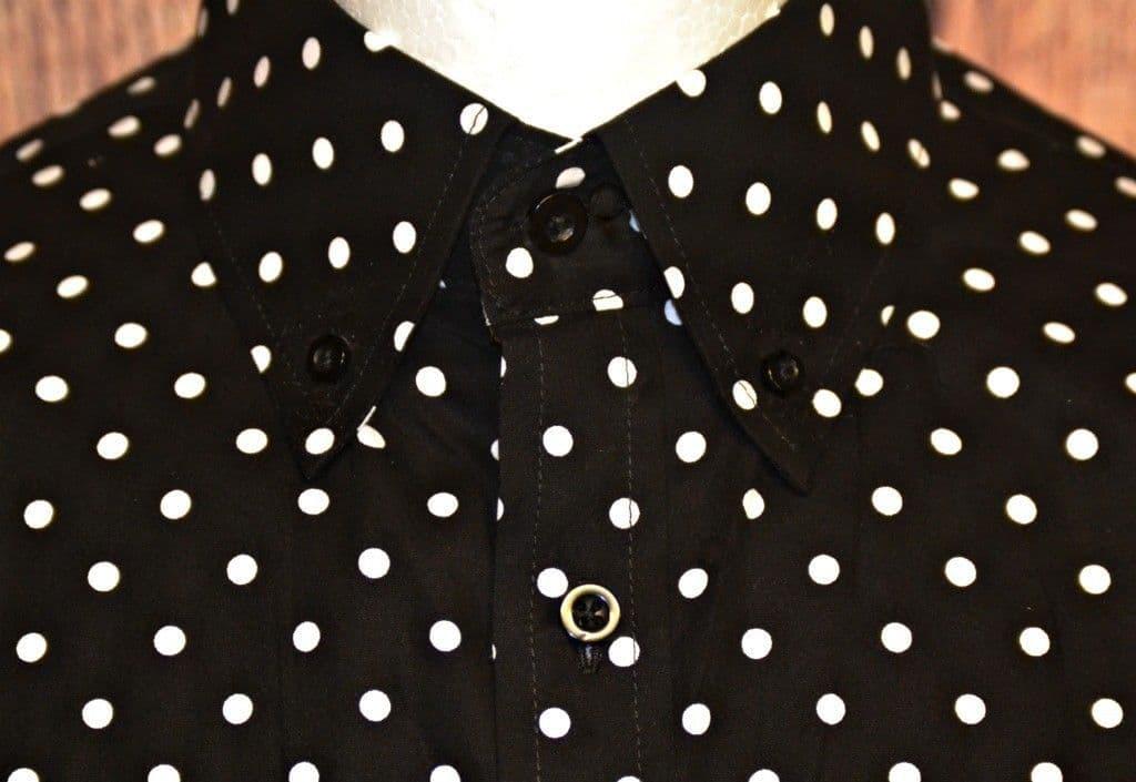 "Ray" Large Black & White Polka Dot Shirt