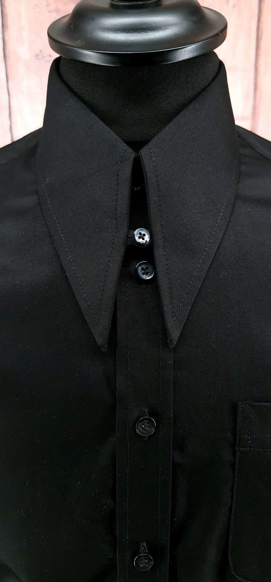 "Reg" Black Spearpoint Collar Shirt Long Sleeve