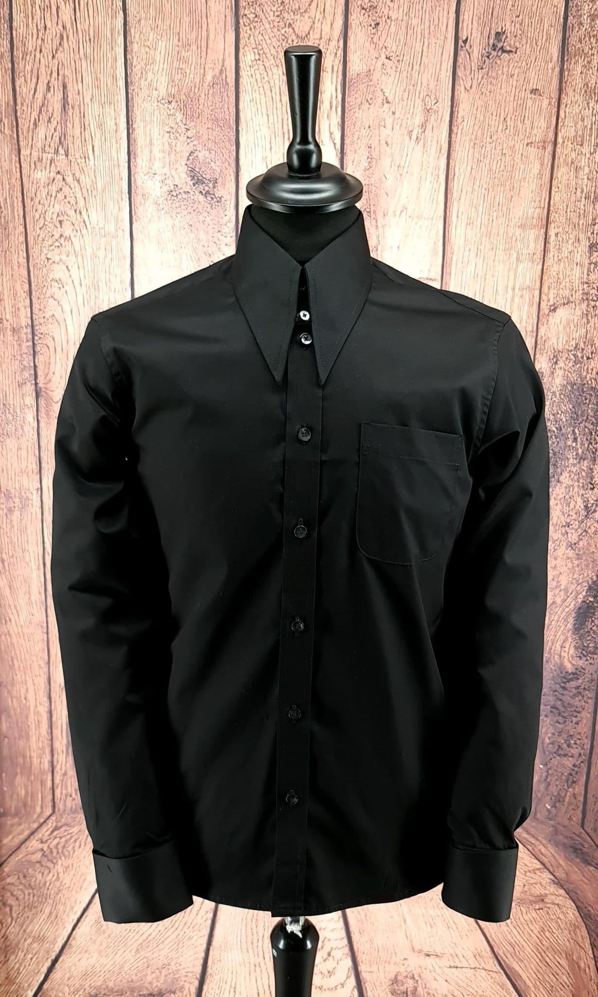 "Reg" Black Spearpoint Collar Shirt Long Sleeve