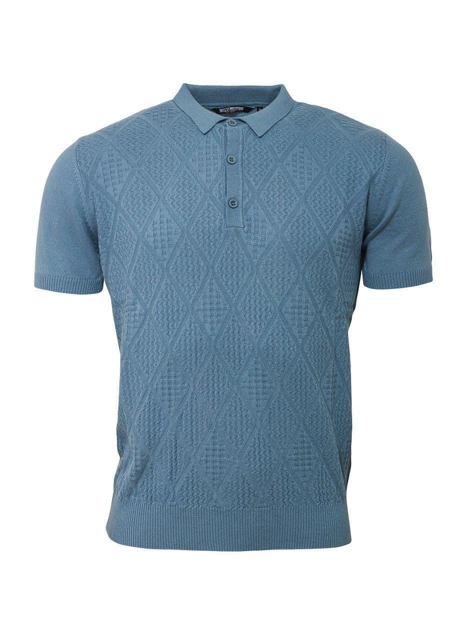 Relco Sky Blue Ribbed Knitted Polo