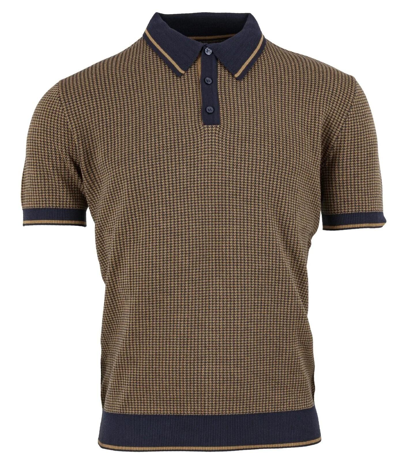 Relco Navy & Gold Knitted Polo