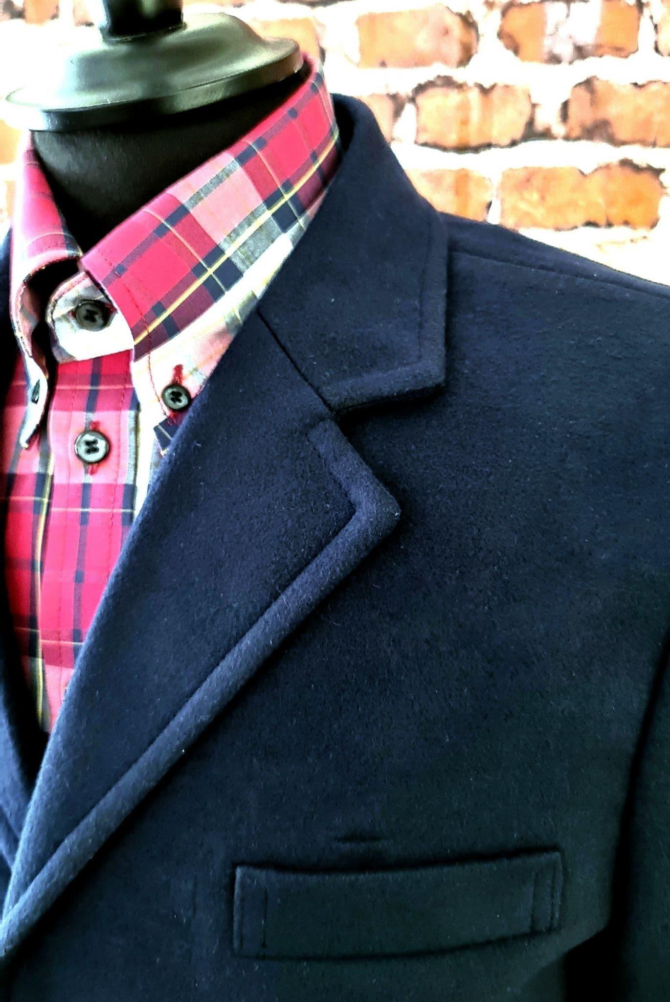 Robin Mens  3/4 Navy Overcoat With Red Liner