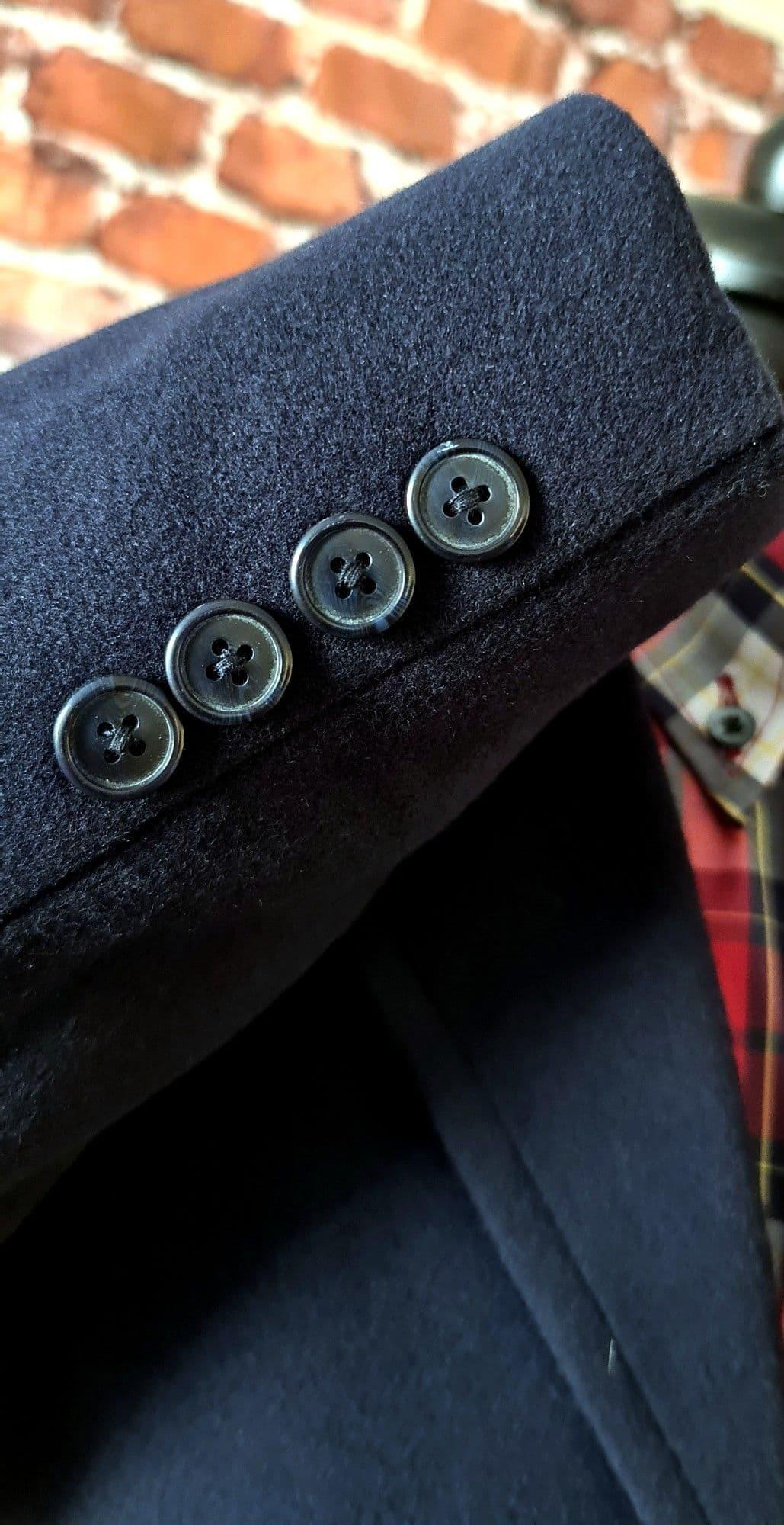 Robin Mens  3/4 Navy Overcoat With Red Liner