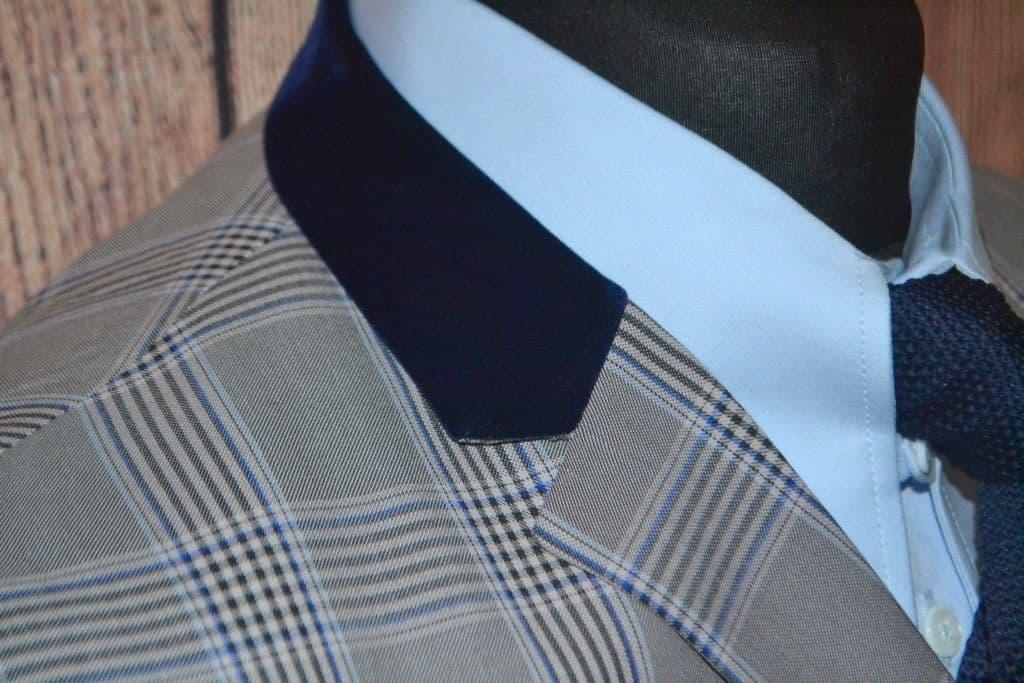 "Rowen" Navy & Grey Pow Suit With Velvet Collar
